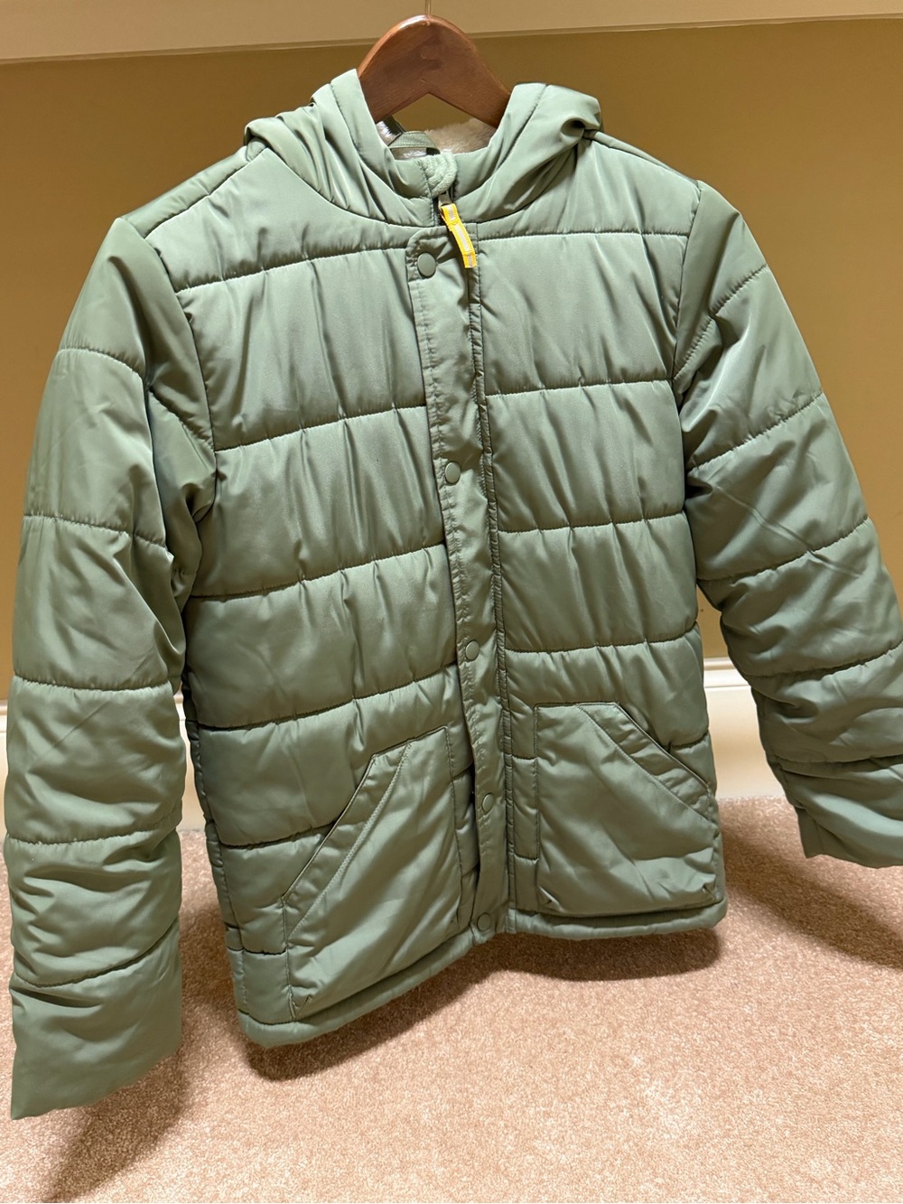 Cat & Jack Sage Green Quilted Hooded Puffer Jacket